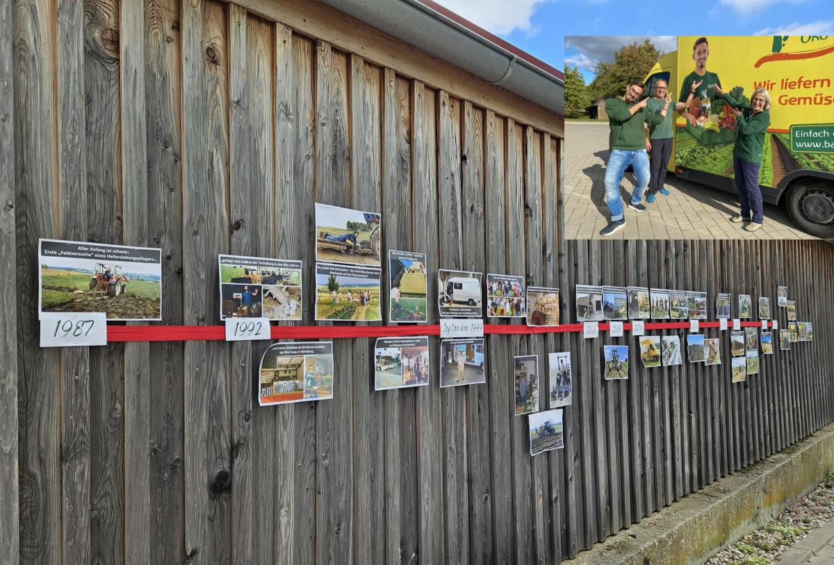 Stadelwand auf der Fotos aufgehängt wurden